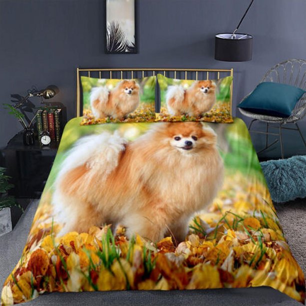 Cute Dog Animal Printed Quilt Duvet Cover Set Pillowcase Super Bedding3-Piece Bedding Set