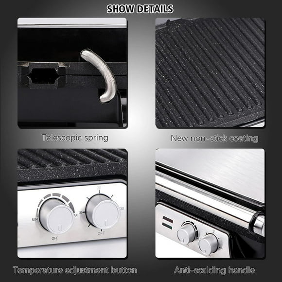 Sandwichera Plancha Antiadherente Acero Inox Cocina Lau