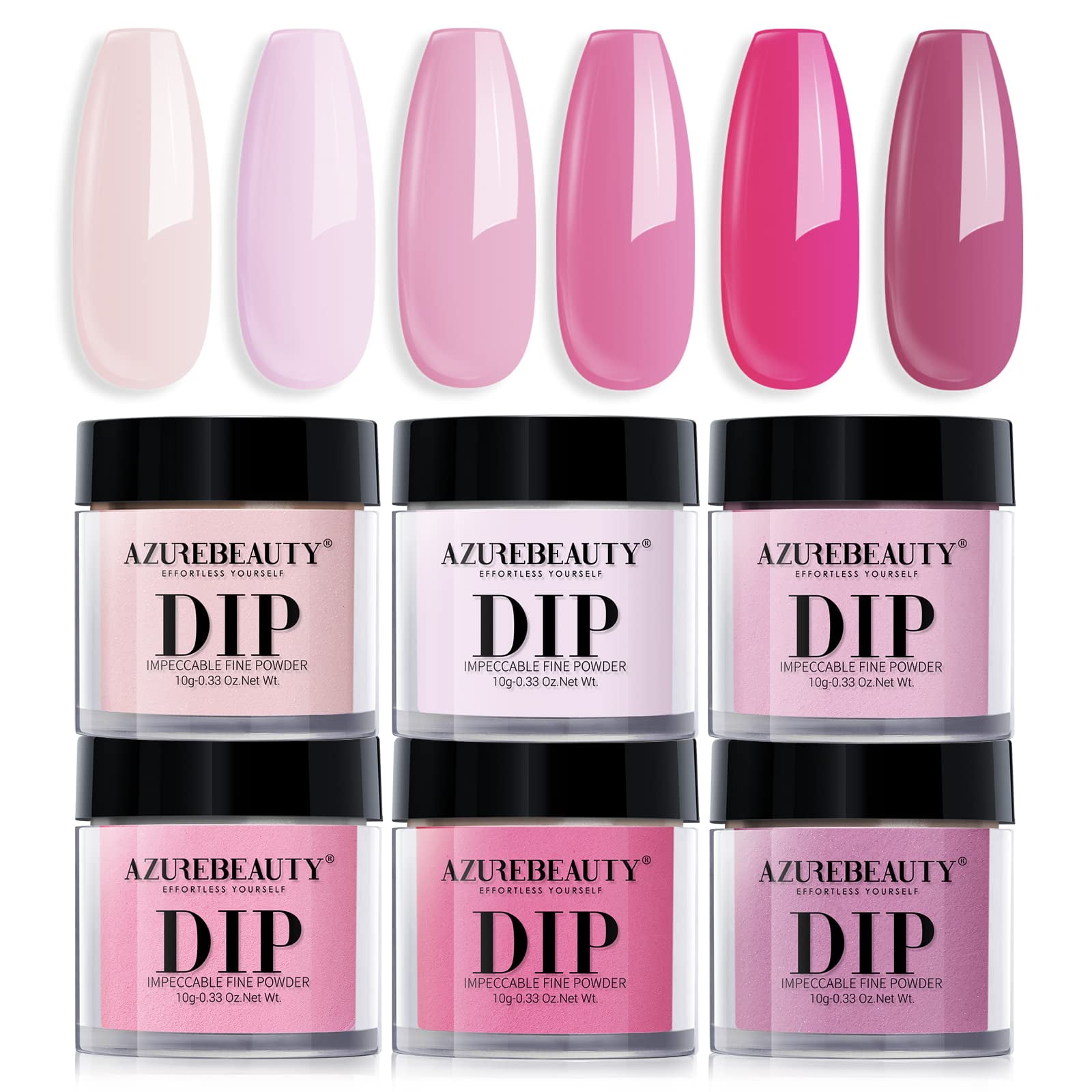 Set De Uñas En Polvo Para Uñas Azurebeauty, 6 Colores, Color Rosa, Kit De Inicio