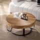 thumbnail image 3 of Modern Round Coffee Table Wooden Carving Pattern Coffee Table with Metal Legs for Living Room Reception Room Office ,Black, 3 of 3
