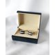 thumbnail image 1 of Colleras Gemelos Camisa Rectangulares Rayas Negro Plata Plateado, 1 of 5