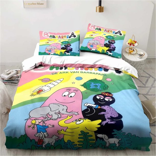 v1603 Bed Sheets Cute Cartoon Les Bedding Set Soft Duvet Cover Adult Kids Bedroom Single Double King Size Bed Duvet Cover Pillow Case 3-Piece Bedding Set (1 Duvet Cover + 2 Pillow Shams) Bed Sheets j