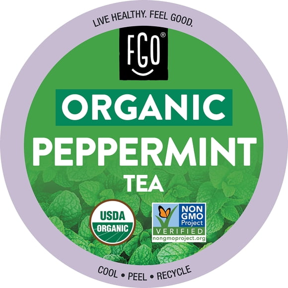 FGO Cápsulas K-Cup de Té Orgánico de Menta Piperita, 24 unidades USDA