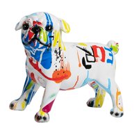 Bothyi - Graffiti English Dog Statue Obra De Arte Para La Decoración Del Hogar Dog Lover Gift White Multicolor