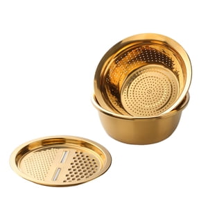 Bothyi - 3 Piezas Ensaladera Escurridor Rallador De Jengibre Para Frutas Patatas Pepinos Dorado