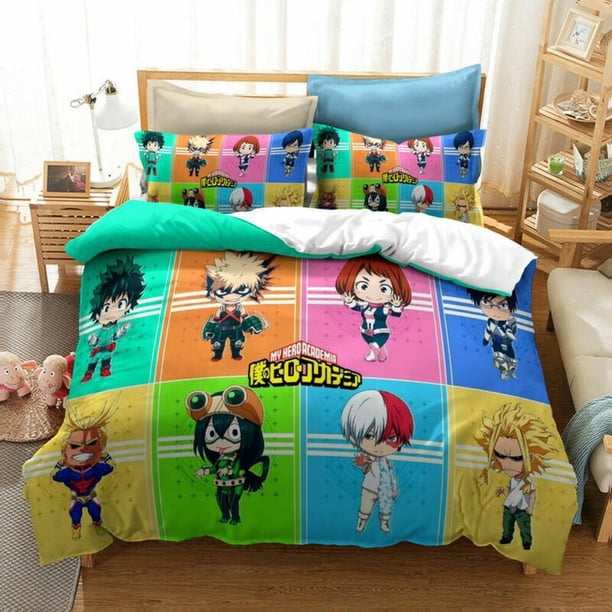 Japan Anime My Hero Academia Comic Quilt Duvet Cover Set Soft Bedding Double3-Piece Bedding Set