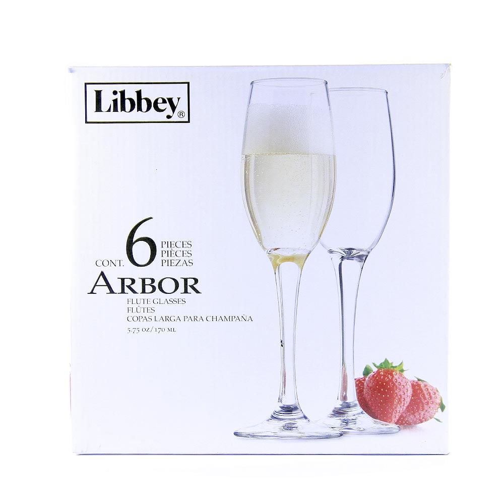 Libbey - Juego De 6 Copas Flauta Arbor 170 Ml