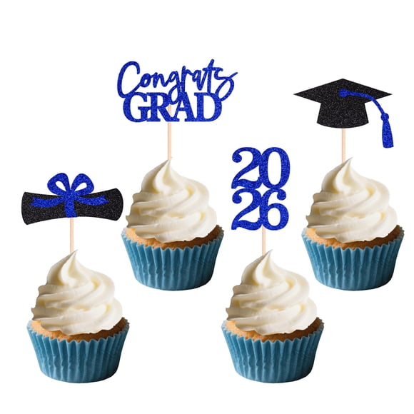 Adornos para magdalenas de graduación SakFestivo Blue Class de 2026 (36)