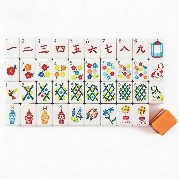 Juego de fichas de Mahjong ZJXYM 160 de acrílico de 4 capas con bolsa