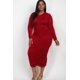 thumbnail image 1 of Vestido Midi De Manga Larga Fruncido De Talla Grande, 1 of 2