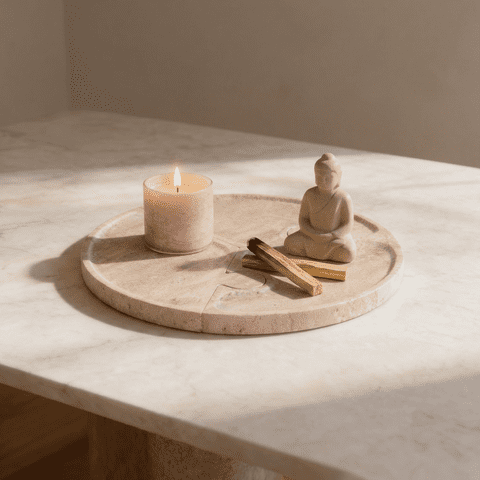 Santú Home & Deco - Bandeja De Piedra Puzzle Travertino Deco Y Aperitivos