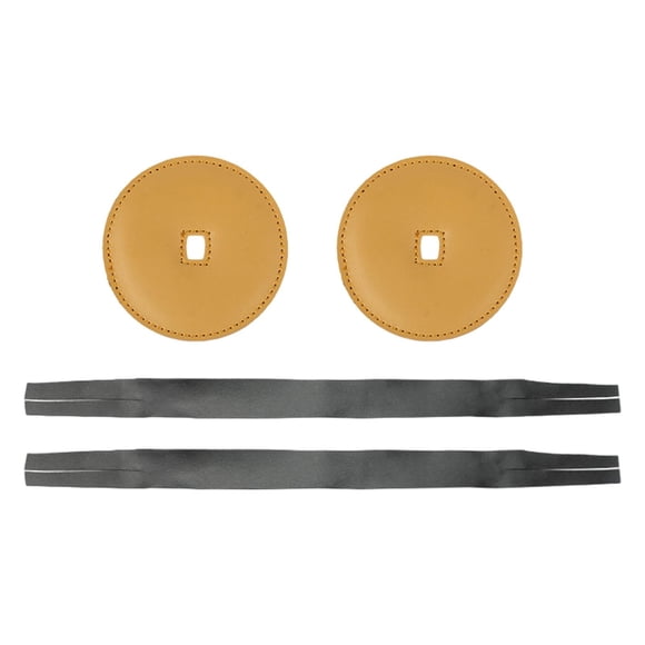 2 Piezas De Correas De Cuero Con Almohadillas Para Reparar Mango De Platillo Musical De Cuero PU Color Caqui