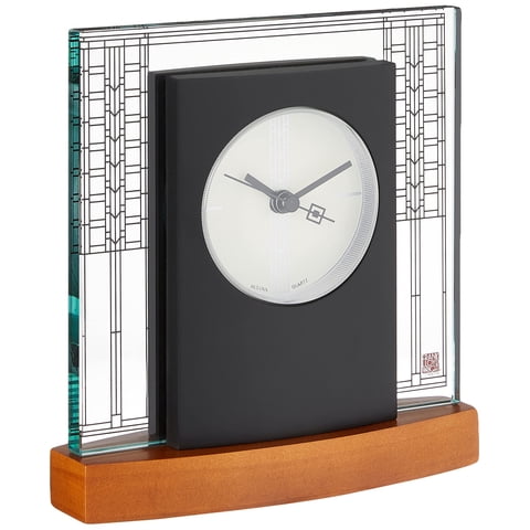 Reloj De Escritorio Bulova Glasner House B7750 Con Base De Madera De Cerezo, 16 Cm