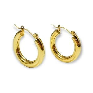 Elbauldejuma - Argollas Tipo Hoop Minimalista Chapada En Oro