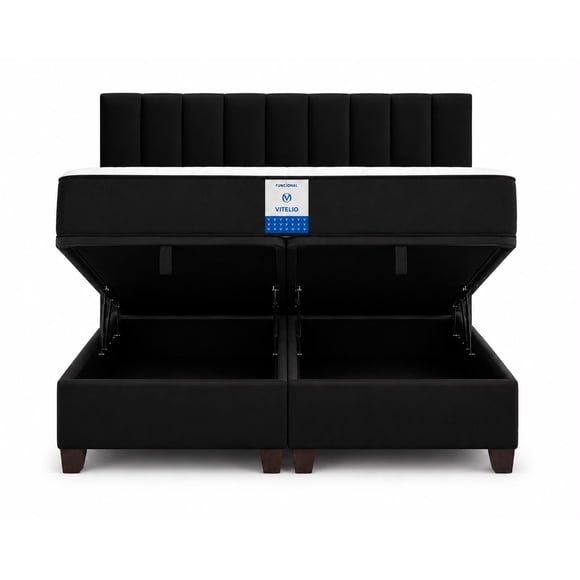 Cama Baúl 2 Plazas con Respaldo + Colchón