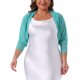 thumbnail image 1 of Agnes Orinda Women's Plus Size School College Manga Larga Abierta Frontal Transparente Malla Bolero Chaqueta Corta Cardigans 4X Cian, 1 of 6