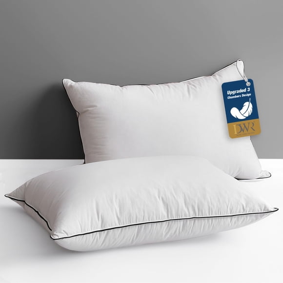 Almohada DWR Feather Down, paquete de 2 unidades, de algodón orgánico tamaño queen