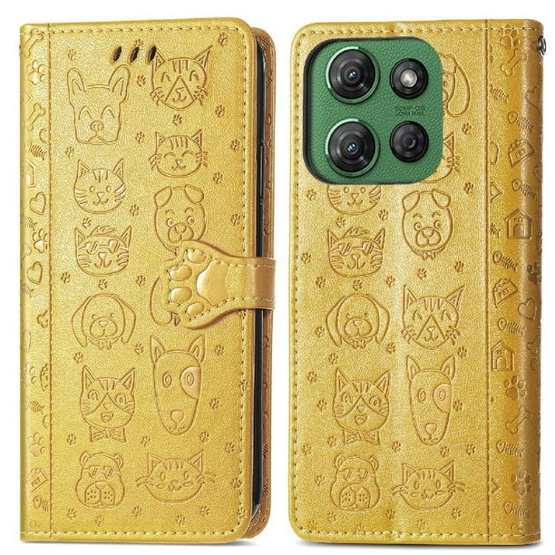 Funda Cartera FOXDOCK para Motorola Moto G Power 2025 , Flip PU con Relieve de Gatos y Perros, Tarjetero y Soporte