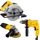 thumbnail image 1 of Tripack Sierra Circular 7-1/4" 1600W + Taladro Percutor 13mm 600W + Esmeril Angular 4-1/2" 600W Stanley SC16-TRIPACK, 1 of 1