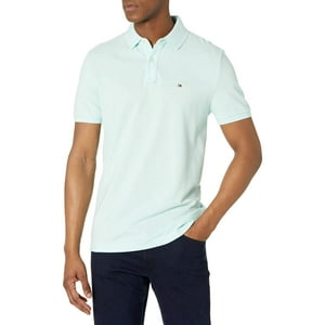 Polo Tommy Hilfiger Para Hombre, Corte Personalizado, Color Verde Jaspeado