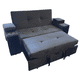 thumbnail image 2 of Sofá Cama 3 Cuerpos Felpa Negra 185 cm con Baúl y Puffs, 2 of 5