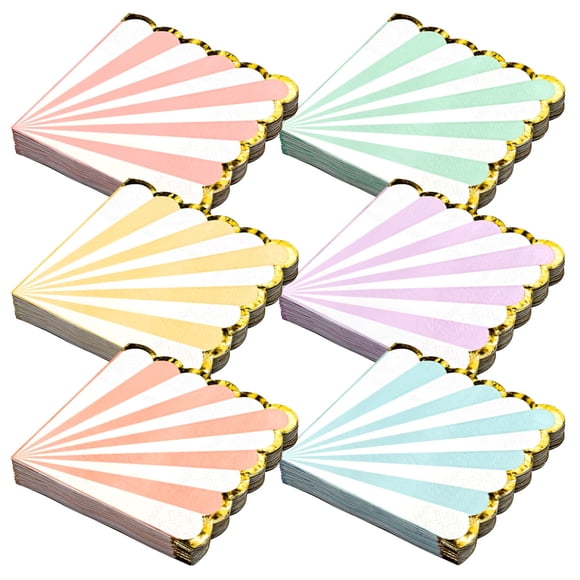 Servilletas de papel Confettiville con borde festoneado en colores pastel, 6.5 x 6.5 pulgadas