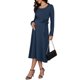 thumbnail image 4 of INSPIRE CHIC Vestido de Maternidad para Mujeres de Manga Larga con Cuello Cuadrado, Tejido Midi, Cintura con Lazo, Casual para Otoño e Invierno, Tallas Grandes 2XL Azul Marino, 4 of 6