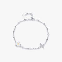 Pulsera Heshpaws S925 Sterling Silver Cross Ajustable Plata