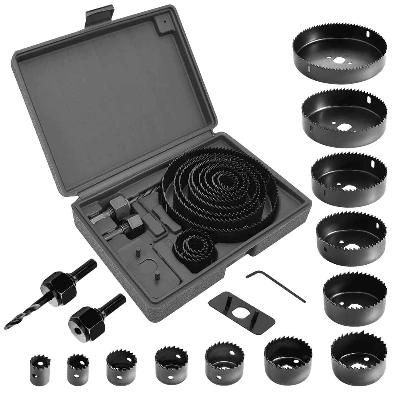 Telotenemos - Juego De Sierra Copas 16 Piezas Para Madera Yeso Pvc Taladro