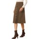 thumbnail image 4 of INSPIRE CHIC Falda Midi de Pana de Cintura Alta para Mujer, Línea A, con Botones al Frente, Plisada, con Cinturón y Bolsillos, Color Café, Talla 2XL, 4 of 6