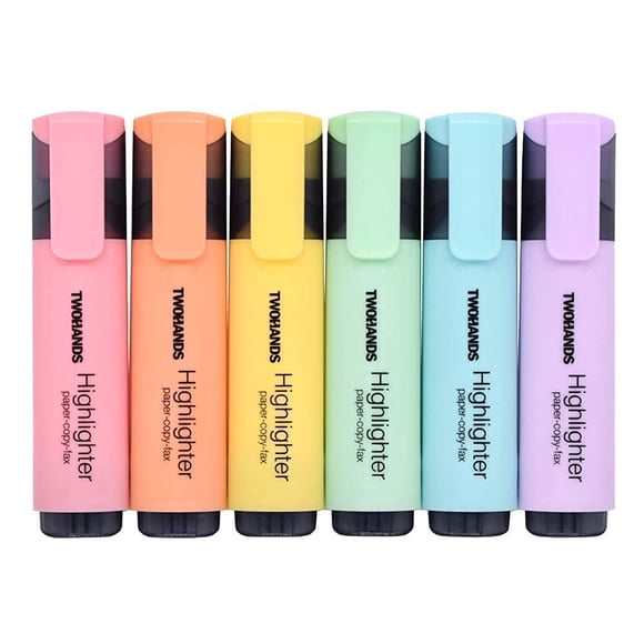 Iluminador TWOHANDS H2007 con punta cincelada, 6 colores pastel