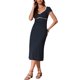 thumbnail image 2 of Vestidos Midi Clásicos de Verano con Lunares para Mujer de INSPIRE CHIC, Manga Corta, Casual, S Azul Oscuro, 2 of 6