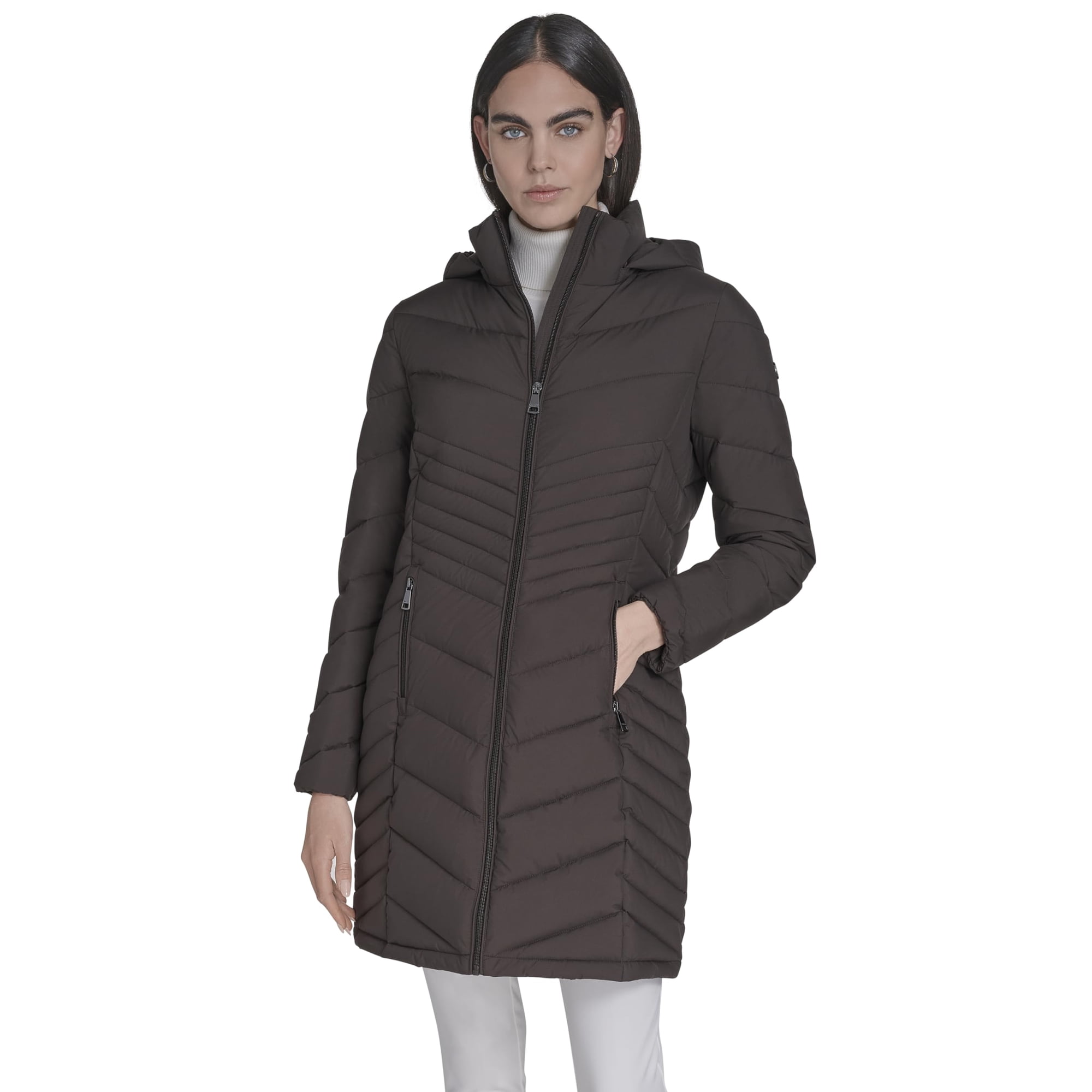 Mantillo Acolchado Coat Calvin Klein Para Mujer, Con Capucha, Talla Xl