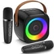thumbnail image 1 of Mini máquina de karaoke Pxzvd, bocina Bluetooth con 2 micrófonos y luces LED, 1 of 8