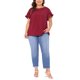 thumbnail image 2 of Agnes Orinda Blusas de Verano para Mujer de Talla Grande con Volantes, Manga Corta, Cuello Redondo, Camisas Casual Sólidas 4X Burdeos, 2 of 6