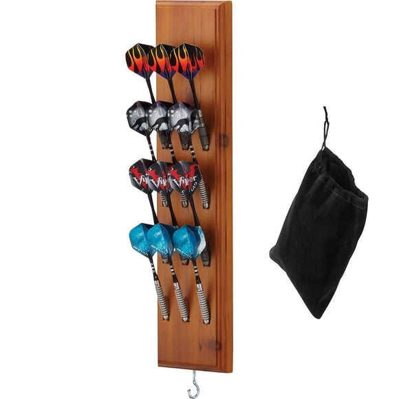 Dart Caddy Viper de madera maciza montado en la pared para 4 juegos de dardos