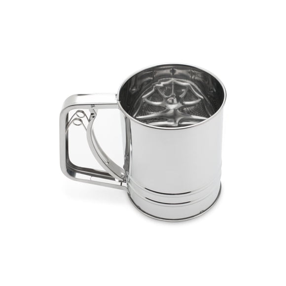 Tamizador de harina Fox Run, acero inoxidable, 700 ml, 3 tazas, metálico