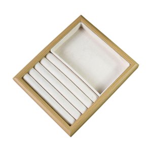 Magideal - Organizador De Joyería De Joyería De Madera Exhibición De Almacenamiento De Almacenamiento Múltiple Posposición Para Cadenas De Pie Centro Comercial P Beige