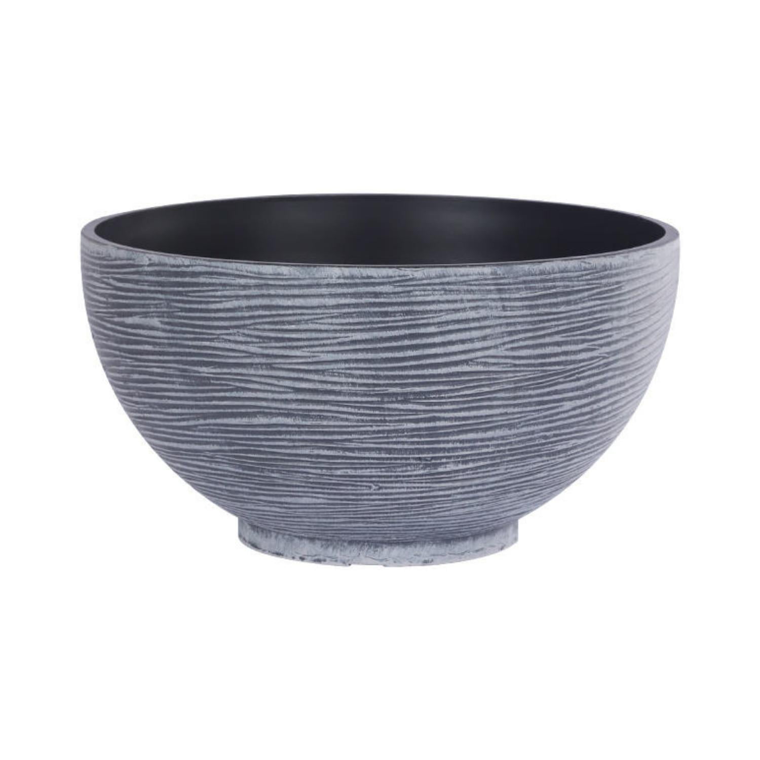 Fliperex - Macetero Plastico Semi Esfera Premium Diseño A Rayas M Azul