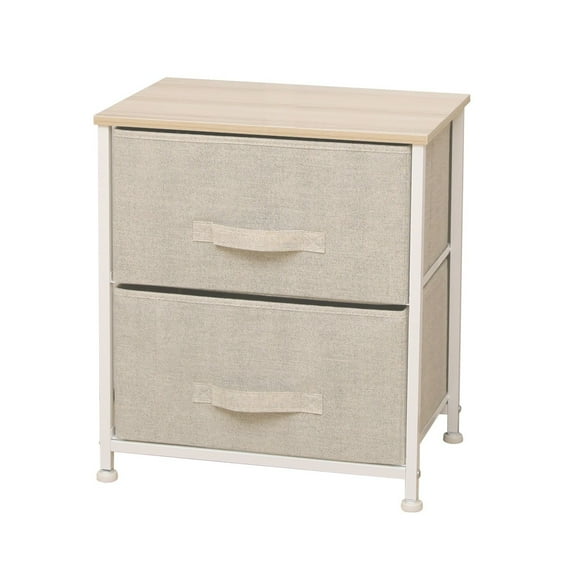 Velador Cajonera 2 Cajones Beige