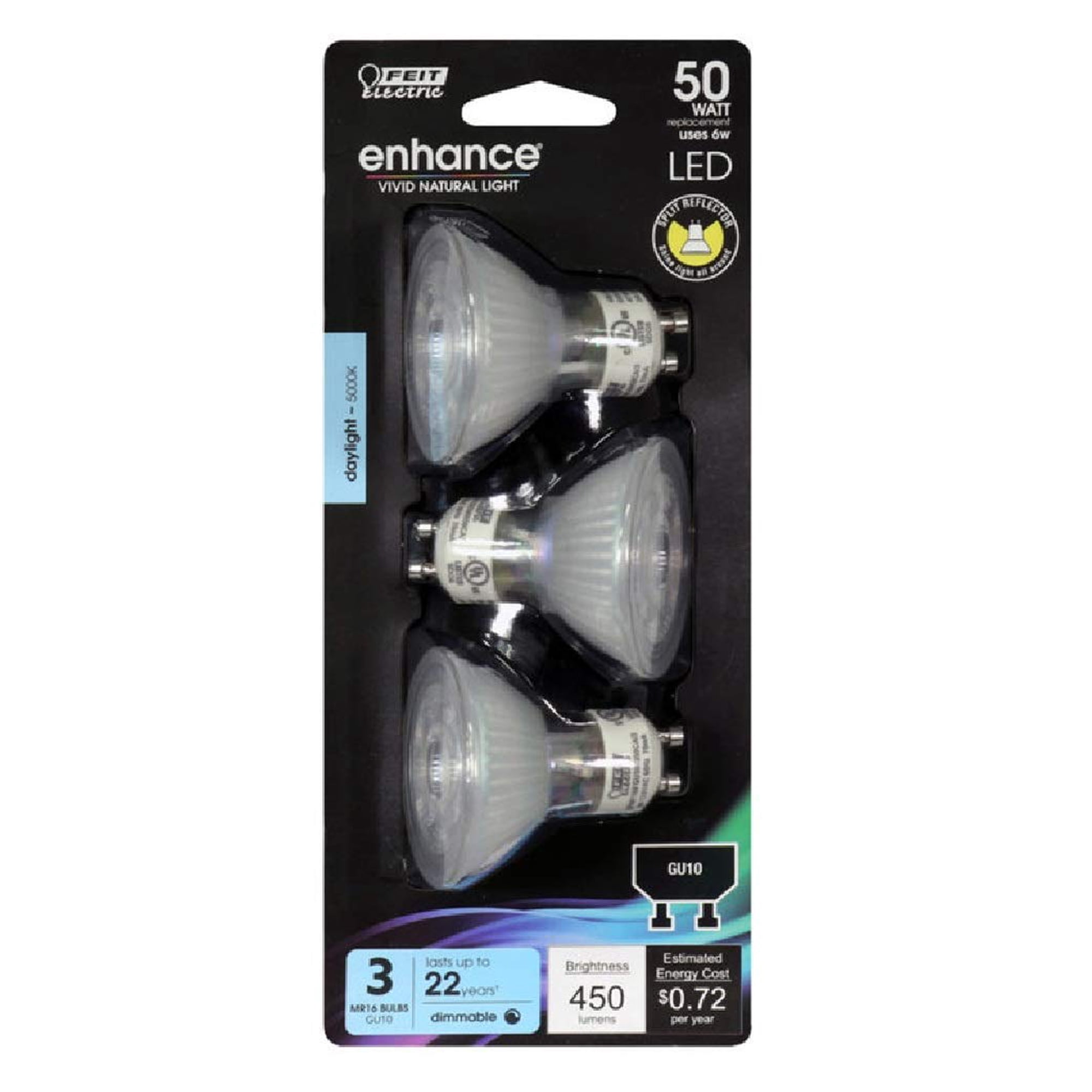 Bombilla Led Feit Electric Mr16 De 6 W, 450 L, 5000 K, Luz Diurna Regulable