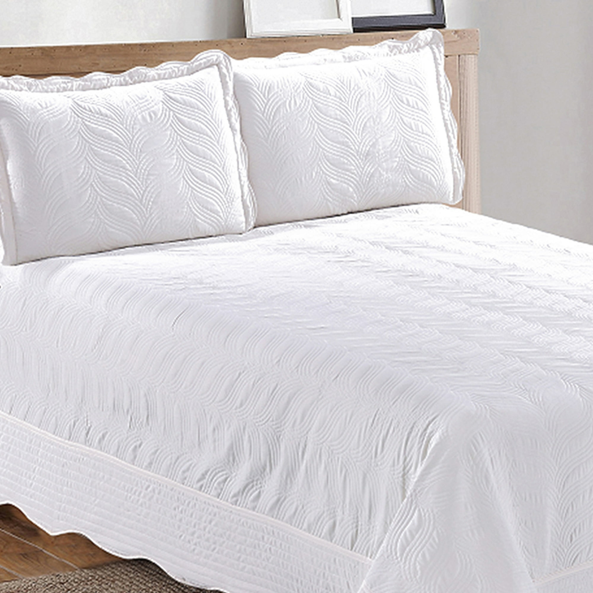Mallorca - Quilt Bordado Blanco Versailles Liso 2 Plazas