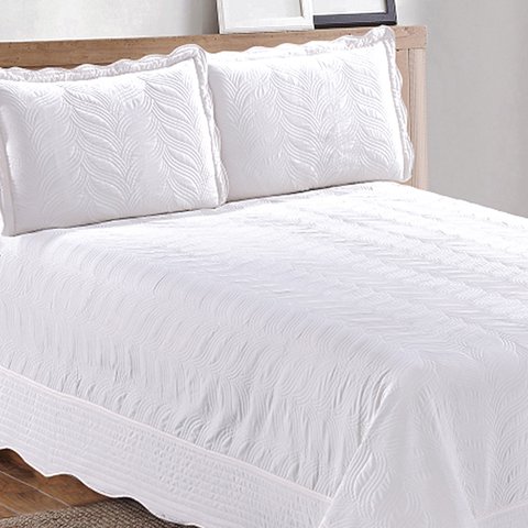 Mallorca - Quilt Bordado Blanco Versailles Liso 2 Plazas