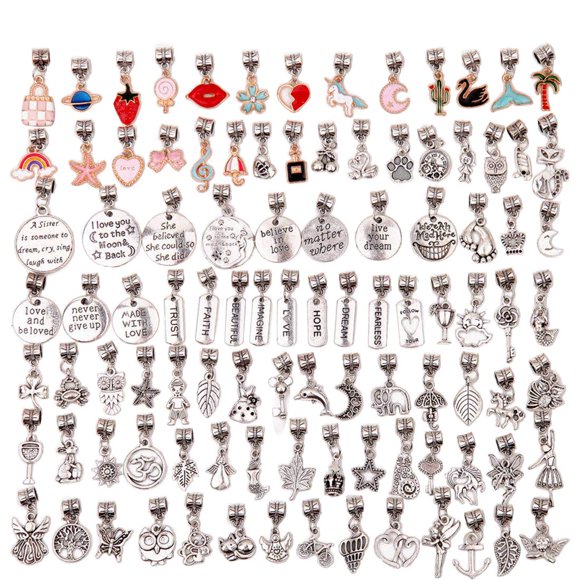 Colgantes para pulsera, cuentas espaciadoras, 100 unidades, para hacer joyas