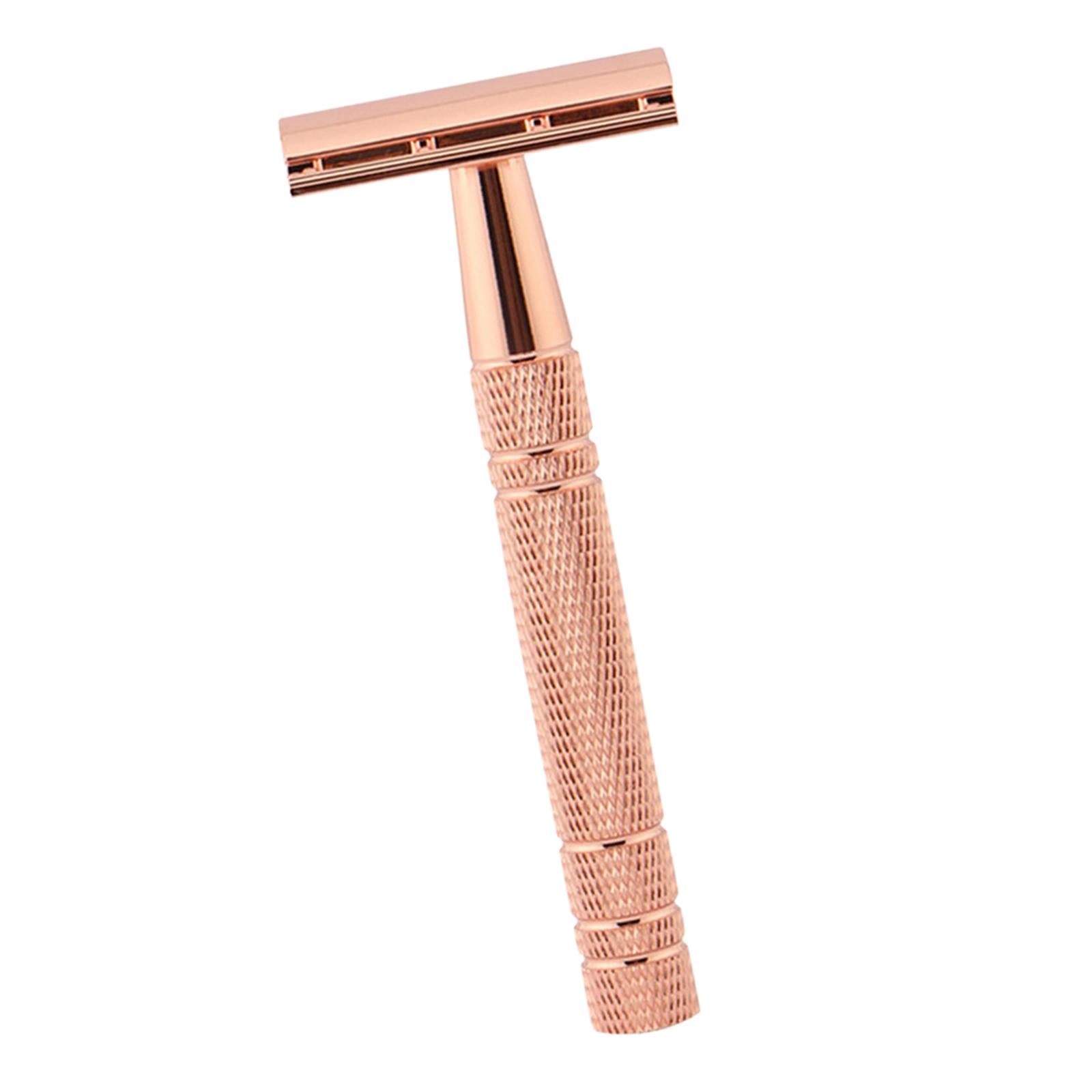 Ioensy - Maquinilla De Afeitar De Seguridad De Doble Filo Con 5 Cuchillas De Acero Inoxidable De Primera Calidad, Oro Rosa