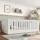 thumbnail image 2 of Twin Size Floor Bed with High Fence for Kids, Solid Wood Kids Montessori Bed with Door, low-profile and No Box Spring Needed Design, White.(Patent Protection), 2 of 3