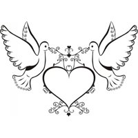 Rienda Libre Graphics - Decomural Love Birds Doves Heart Ws-18508