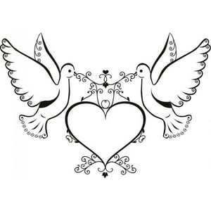 Rienda Libre Graphics - Decomural Love Birds Doves Heart Ws-18508
