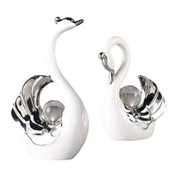 Bothyi - 2 Uds Figuritas De Cisne Escultura Regalo De Recuerdo Para Decoración De Centro De Mesa Del Hogar Blanco