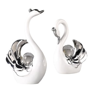 Bothyi - 2 Uds Figuritas De Cisne Escultura Regalo De Recuerdo Para Decoración De Centro De Mesa Del Hogar Blanco